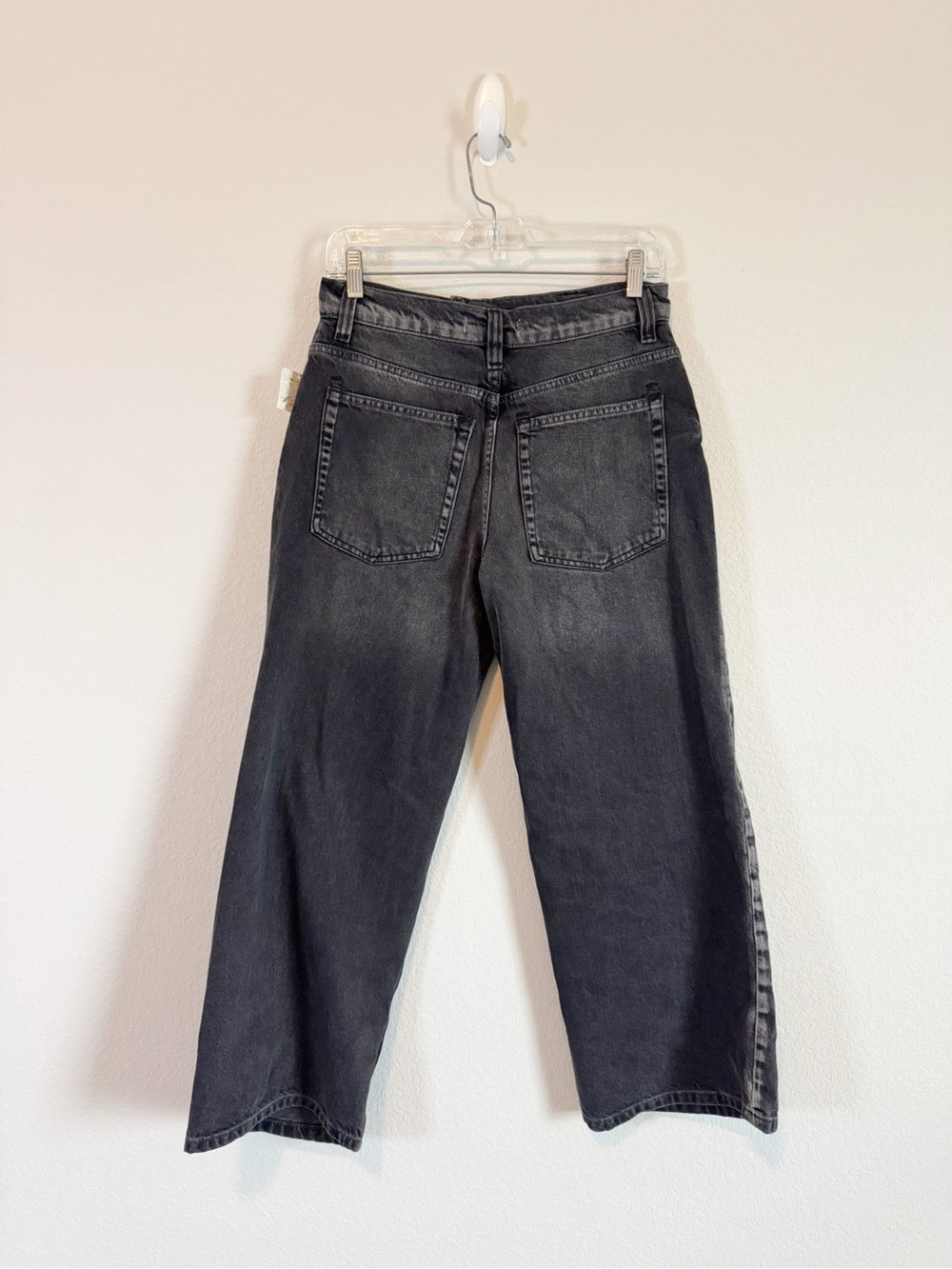 Free People Chalet Black high Waisted Wide Leg Cropped Jeans Size 28 - Picture 8 of 12